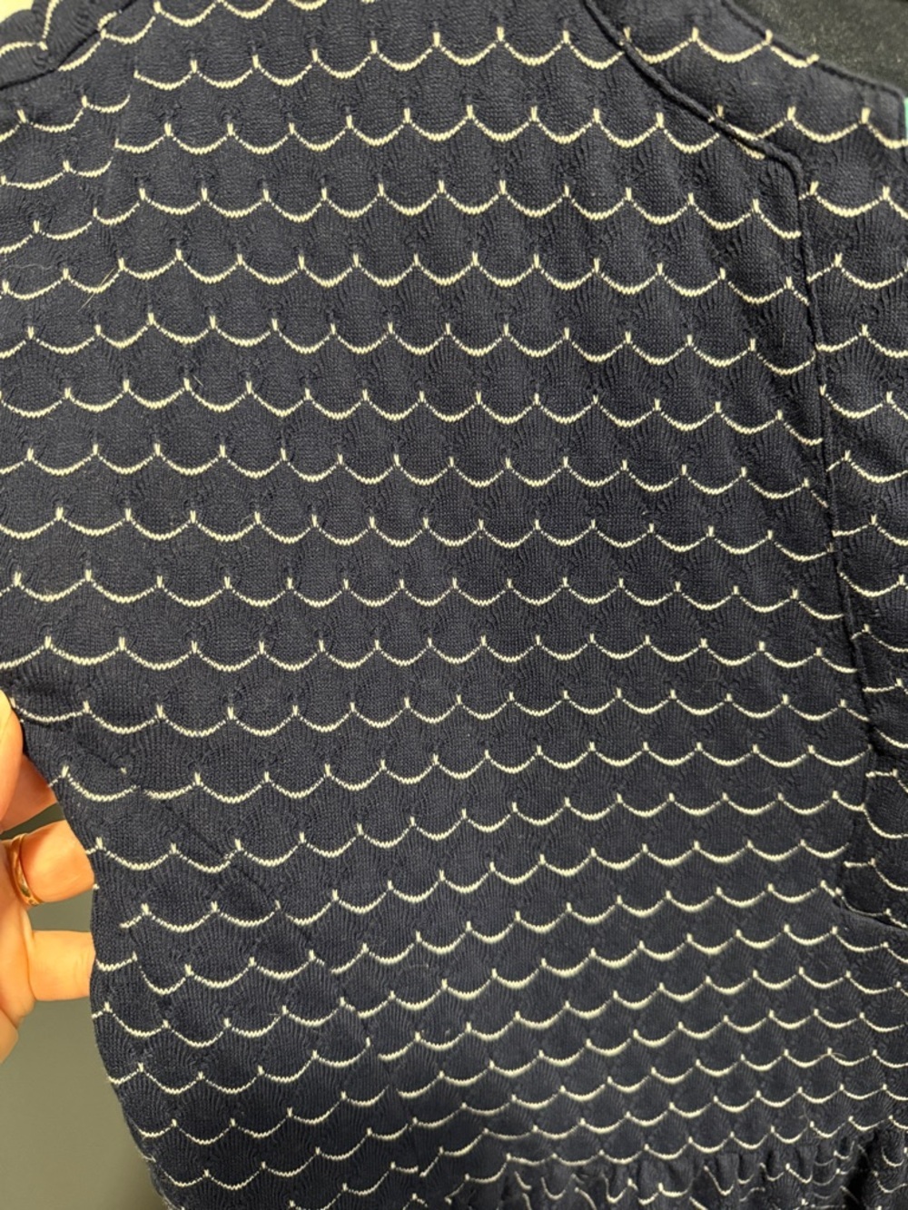 LOFT Navy Wave-Print Cap Sleeve Mini Dress - Picture 5 of 8